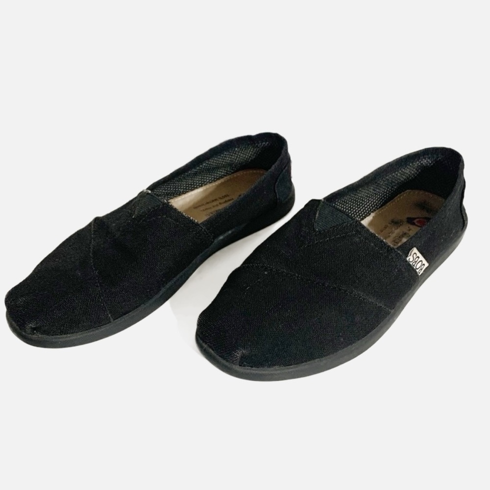 SKECHERS Bobs Canvas Slip-on Flat Shoes Memory Foam 100% Leather Insole Black ⬛️